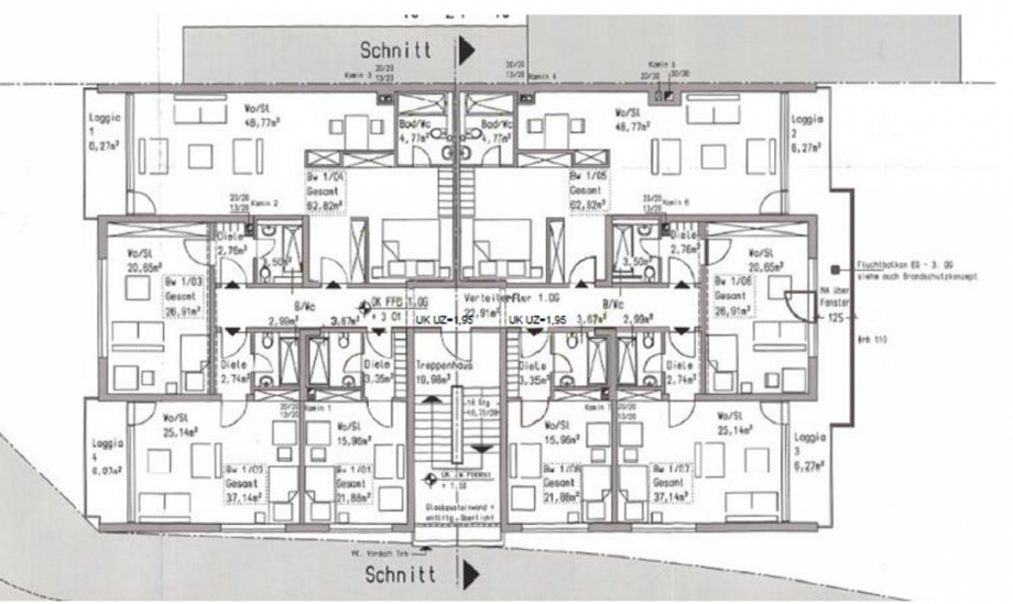 Grundriss Obergeschoss Mehrfamilienhaus Offenbach am Main