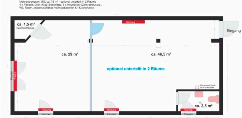 m�gliche unterteilung B�rofl�che Hochheim am Main