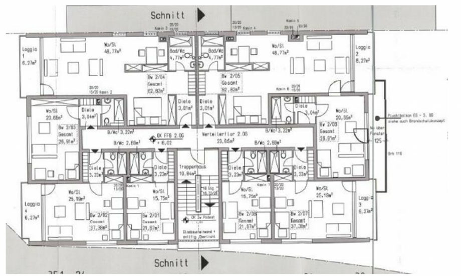 Grundriss 2. Obergeschoss Etagenwohnung Offenbach am Main